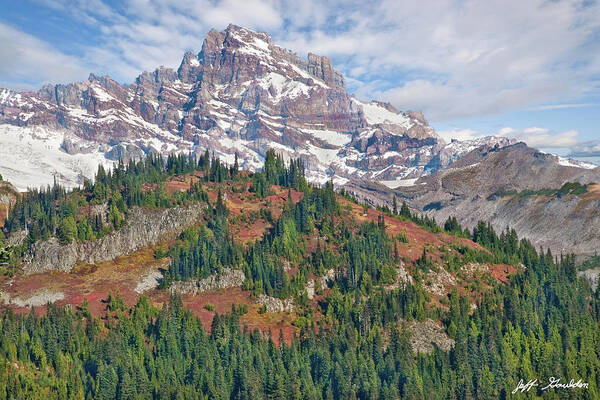 Autumn Art Print featuring the photograph Little Tahoma Peak and Stevens Ridge in the Fall by Jeff Goulden