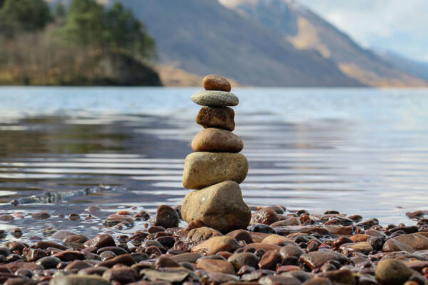 Stones Art Print featuring the photograph Loch Shiel Stacked Stones by Holly Ross