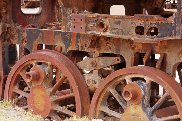 Rusty Art Print featuring the photograph Locomotive In The Desert by Aidan Moran