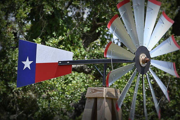 Texas Art Print featuring the photograph Lone Star Windmill by Nadalyn Larsen