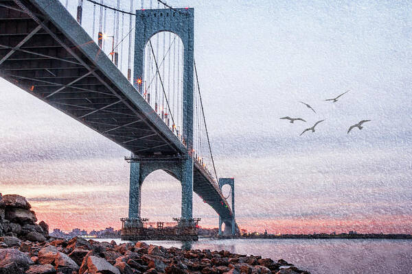 The Whitestone Art Print featuring the photograph Long Island Sound Whitestone Bridge by Tat Fung