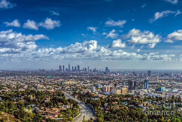 Los Angeles Art Print featuring the photograph Los Angeles Hollywood Cityscape by David Zanzinger