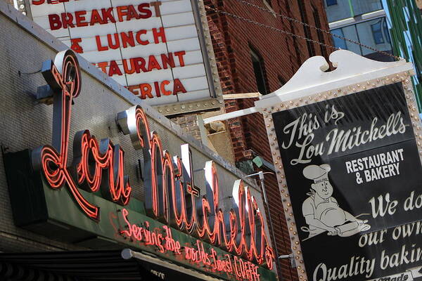 Lou Mitchell's Restaurant Art Print featuring the photograph Lou Mitchells Restaurant And Bakery Chicago by Colleen Cornelius