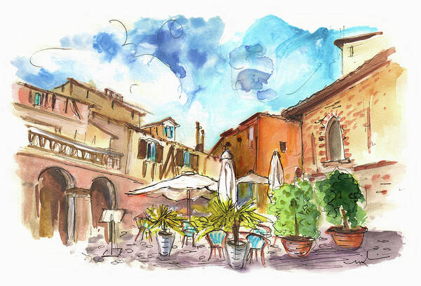 Travel Art Print featuring the painting Lovely Street Cafe In Albi by Miki De Goodaboom