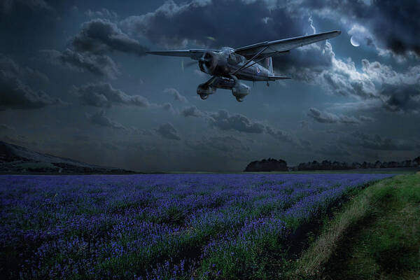 148 (special Duties) Squadron Art Print featuring the photograph Lysander on secret operation by Gary Eason