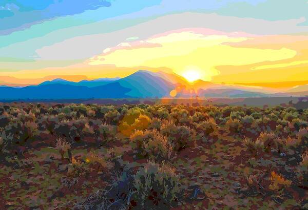 Dawn Art Print featuring the painting Magic over Taos by Charles Muhle