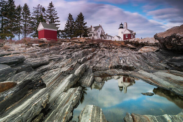 Maine Art Print featuring the photograph Maine Pemaquid Lighthouse Reflection by Ranjay Mitra