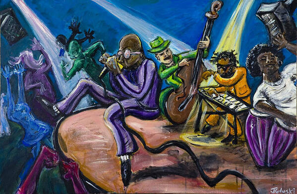 Jazz Music Art Black Musician Art Print featuring the painting Make it Funky by Jason Gluskin