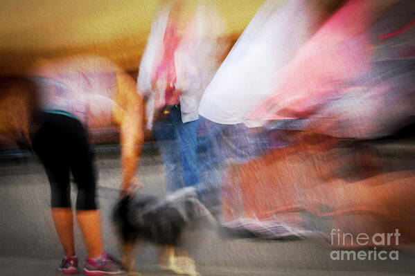 People Art Print featuring the photograph Woman Playing With Dog by Sal Ahmed