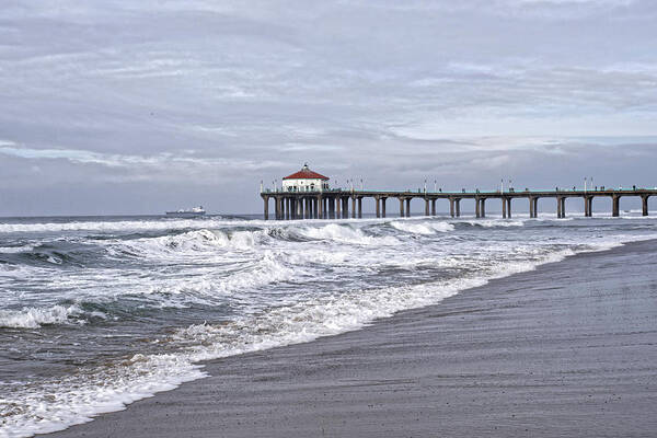 Manhattan Art Print featuring the photograph Manhattan Pier Surf and Waves by Michael Hope