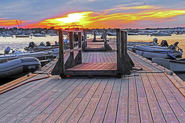 Marblehead Art Print featuring the photograph Marblehead MA Village Street Dock at Sunset Low by Toby McGuire