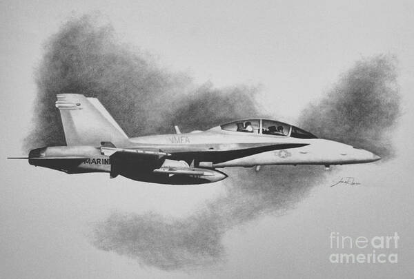 F/a-18 Art Print featuring the drawing Marine Hornet by Stephen Roberson