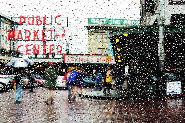 Seattle Art Print featuring the photograph Market in rain J005 by Yoshiki Nakamura