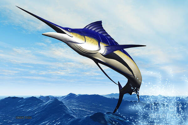 Marlin Art Print featuring the painting Marlin Jump by Corey Ford