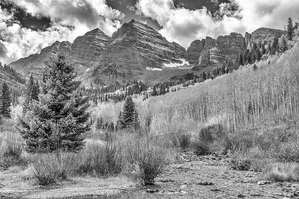 Colorado Art Print featuring the photograph Maroon Creek Monochrome by Eric Glaser