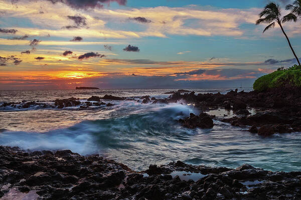 Beach Art Print featuring the photograph Maui Sunset at Secret Beach by John Hight