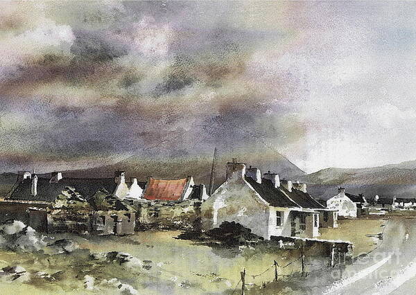 Val Byrne Art Print featuring the painting Mayo.... Storm over Dooagh, Achill by Val Byrne