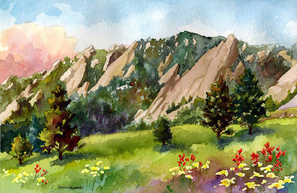 Mountains Art Paintings Art Print featuring the painting Meadow at Chautauqua by Anne Gifford