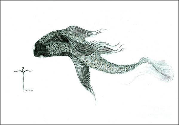  Art Print featuring the drawing Megic Fish 1 by James Lanigan Thompson MFA