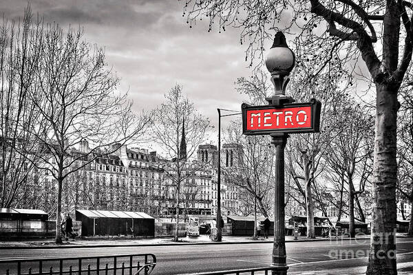Paris Art Print featuring the photograph Metro sign Pont Marie, Paris by Delphimages Paris Photography