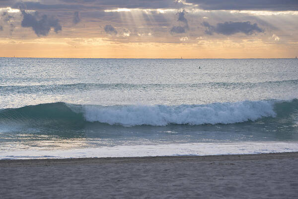 Miami Art Print featuring the photograph Miami Beach Sunrise Wave by Toby McGuire
