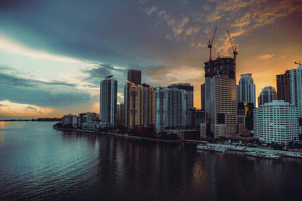 Cityscape Art Print featuring the photograph Miami Sunset by Nisah Cheatham