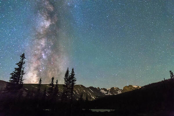Night Art Print featuring the photograph Middle of the Night Milky Way Above the Rocky Mountains by James BO Insogna