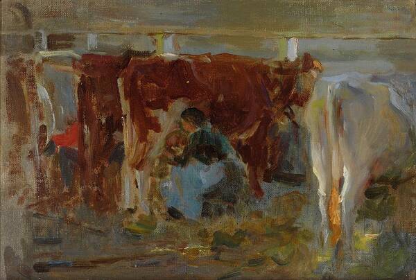 Walter Frederick Osborne Art Print featuring the painting Milking Time by MotionAge Designs