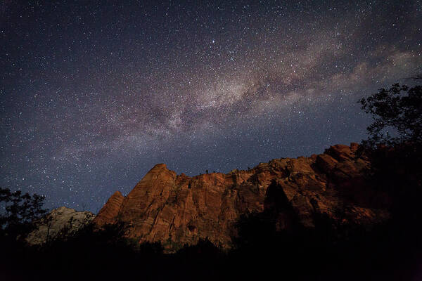 Milkyway Art Print featuring the photograph Milky Way Galaxy Over Zion Canyon by David Watkins