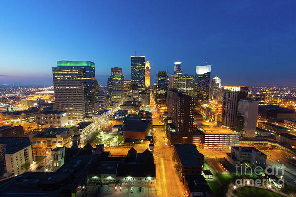 Minneapolis Art Print featuring the photograph Minneapolis Skyline Night by Jim Schmidt MN