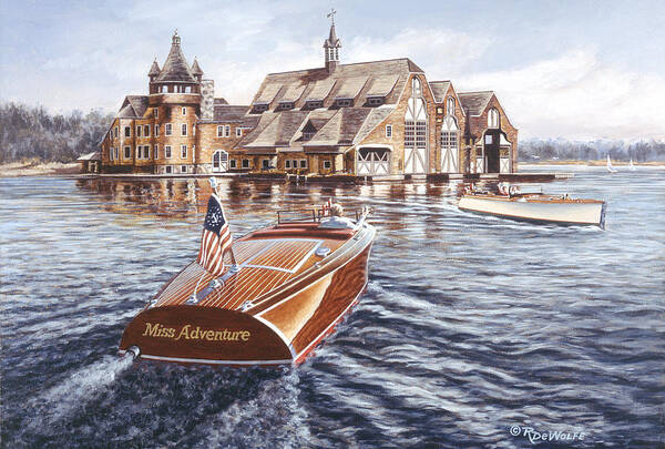 Chris Craft Art Print featuring the painting Miss Adventure by Richard De Wolfe