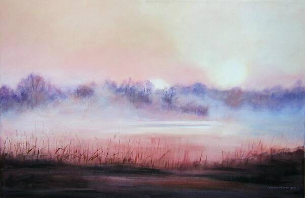  Landscape Art Print featuring the painting Mist by Vesna Martinjak