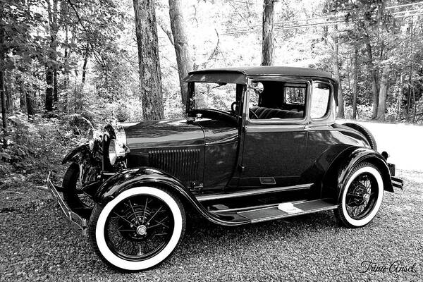 Cars Art Print featuring the photograph Model A in Black and White by Trina Ansel