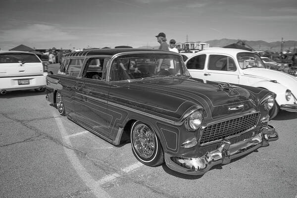 1955 Chevy Wagon Art Print featuring the photograph Monochrome 55 by Darrell Foster