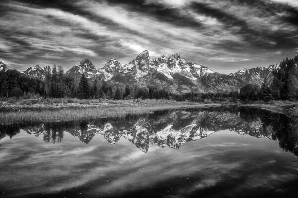 Grand Tetons Art Print featuring the photograph Monochrome Magic in the Tetons by Darren White