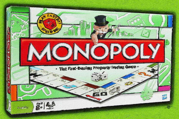 Monopoly Art Print featuring the painting Monopoly Board Game Painting by Tony Rubino