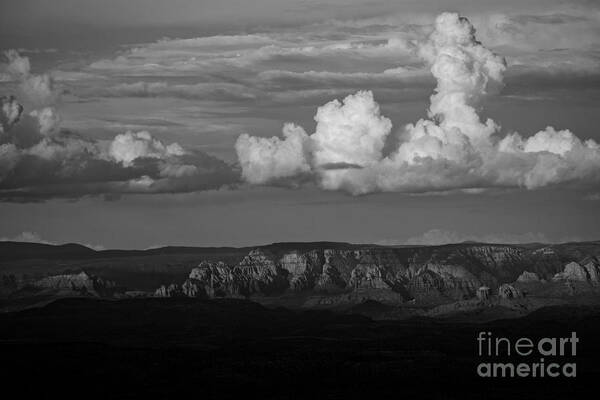 Black And White Art Print featuring the photograph Monsoon Clouds over Sedona by Ron Chilston