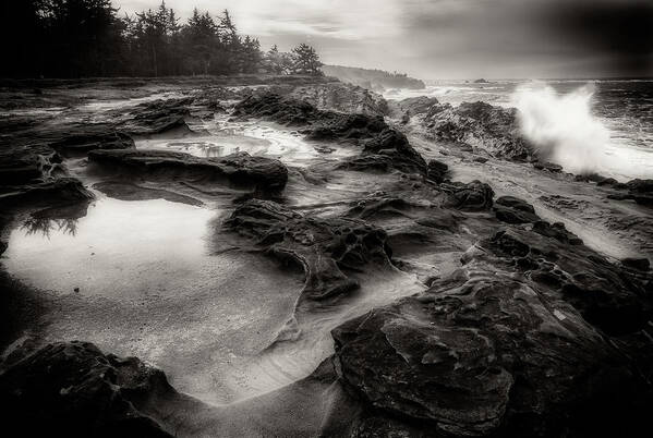 Black And White Art Print featuring the photograph Moody Sea by Judi Kubes