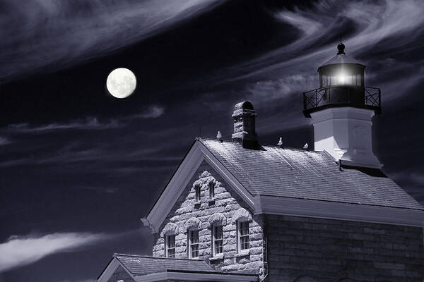 Lighthouse Art Print featuring the photograph Moon Light by Robin-Lee Vieira