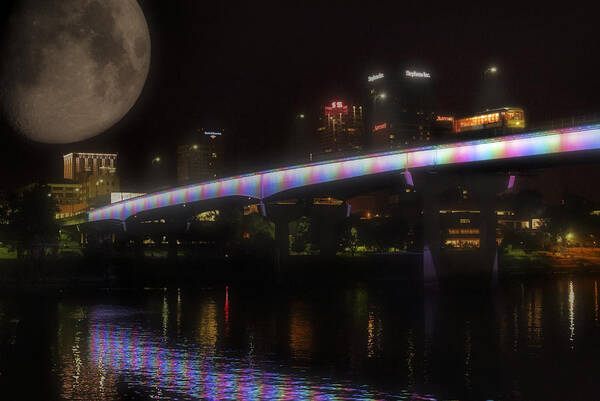 Little Rock Art Print featuring the photograph Moon over Downtown Little Rock - Arkansas - Luna by Jason Politte