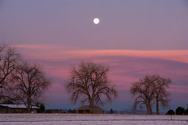 Clouds Art Print featuring the photograph Moon Over Pink lLouds by Monte Stevens