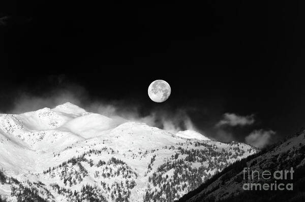Moon Art Print featuring the photograph Moon over the Alps by Silvia Ganora