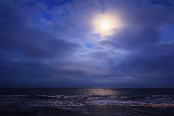 Cape Hatteras Art Print featuring the photograph Moonlight on the Ocean at Hatteras by Joni Eskridge