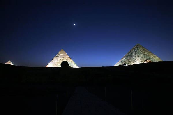 Moonlight Art Print featuring the photograph Moonlight Over 3 Pyramids by Donna Corless