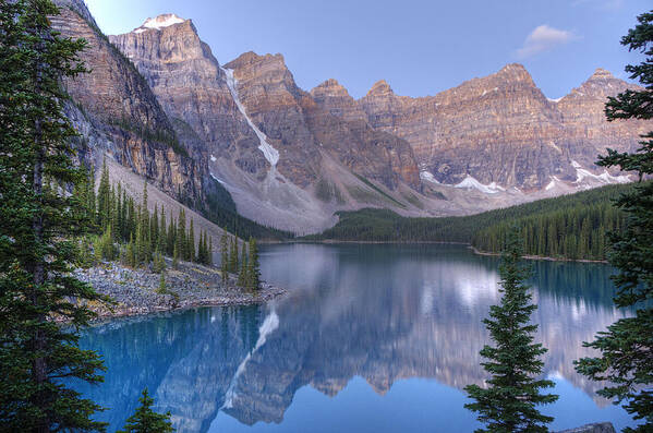 Mountain Photographs Art Print featuring the photograph Moraine Lake - Valley of the Ten Peaks by Darlene Bushue