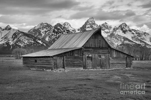 Black And White Art Print featuring the photograph Mormon Homestead Barn Black And White by Adam Jewell