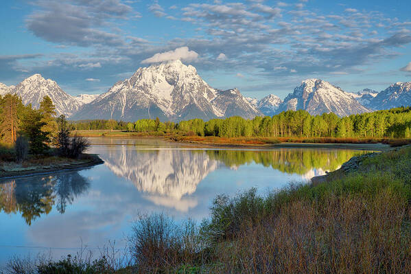 Sunrise Art Print featuring the photograph Morning at Oxbow Bend by Joe Paul