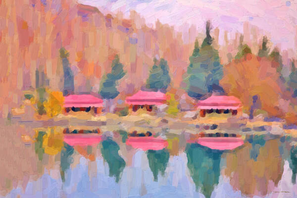 'landscapes' Collection By Serge Averbukh Art Print featuring the digital art Morning at the Pink Lake No.1 by Serge Averbukh