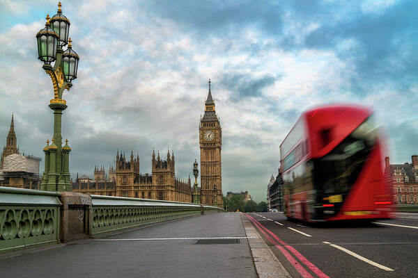 London Art Print featuring the photograph Morning Bus in London by James Udall