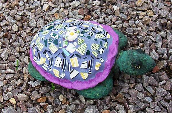 Mosaic Art Print featuring the ceramic art Mosaic Turtle by Jamie Frier